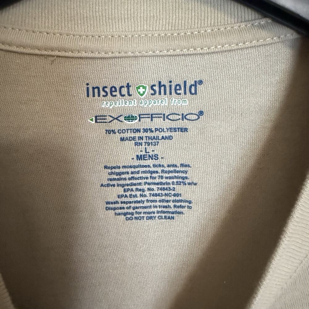 Exofficio Mens Insect Shield Shirt Long Sleeve - Size Large EUC - Tan - Picture 3 of 8